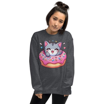 Grey Kitten - Laughing in a Donut - Preshrunk Sweatshirt