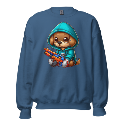 Brown Puppy with Foam Dart Blaster - Preshrunk Sweatshirt