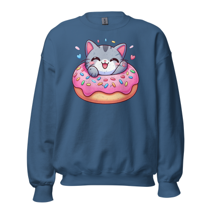 Grey Kitten - Laughing in a Donut - Preshrunk Sweatshirt