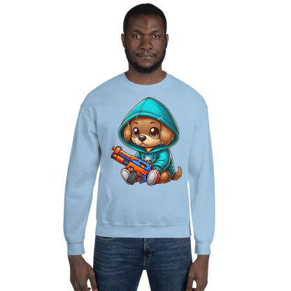 Brown Puppy with Foam Dart Blaster - Preshrunk Sweatshirt