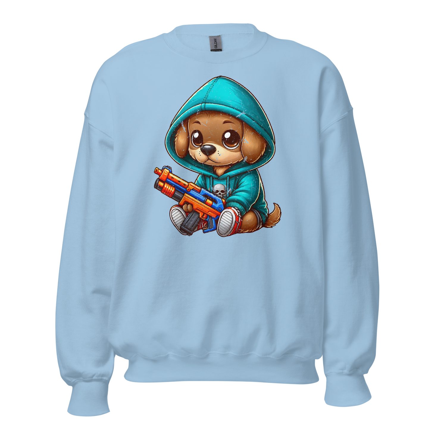Brown Puppy with Foam Dart Blaster - Preshrunk Sweatshirt