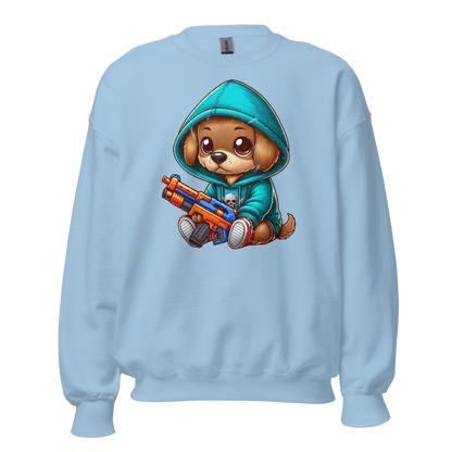 Brown Puppy with Foam Dart Blaster - Preshrunk Sweatshirt