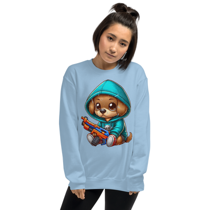 Brown Puppy with Foam Dart Blaster - Preshrunk Sweatshirt
