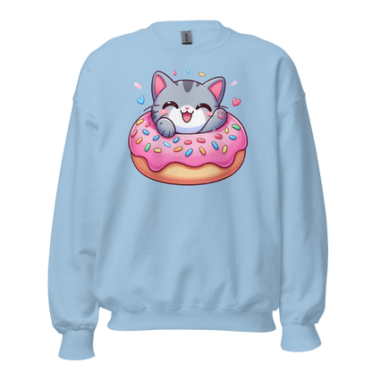 Grey Kitten - Laughing in a Donut - Preshrunk Sweatshirt