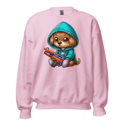 Brown Puppy with Foam Dart Blaster - Preshrunk Sweatshirt