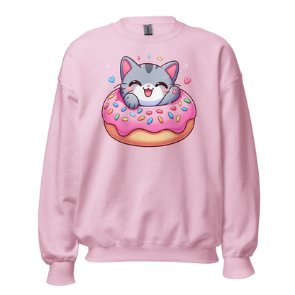 Grey Kitten - Laughing in a Donut - Preshrunk Sweatshirt