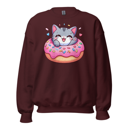 Grey Kitten - Laughing in a Donut - Preshrunk Sweatshirt