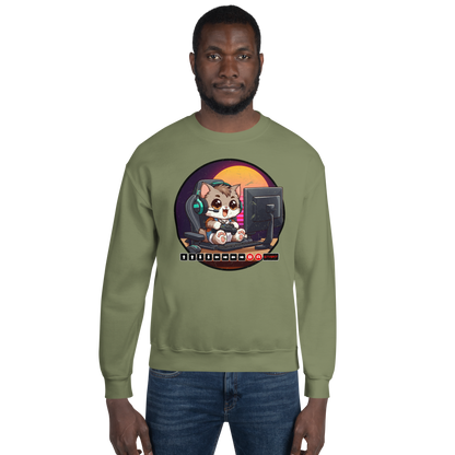 Gamer Kitten - Green Headset - Preshrunk Sweatshirt
