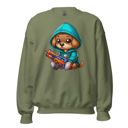 Brown Puppy with Foam Dart Blaster - Preshrunk Sweatshirt