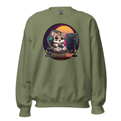 Gamer Kitten - Green Headset - Preshrunk Sweatshirt