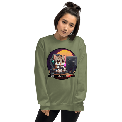 Gamer Kitten - Green Headset - Preshrunk Sweatshirt
