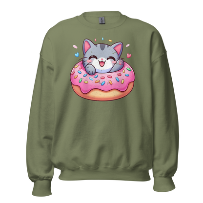 Grey Kitten - Laughing in a Donut - Preshrunk Sweatshirt