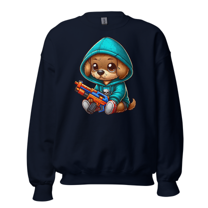 Brown Puppy with Foam Dart Blaster - Preshrunk Sweatshirt