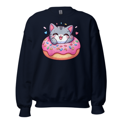 Grey Kitten - Laughing in a Donut - Preshrunk Sweatshirt