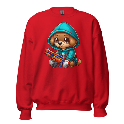 Brown Puppy with Foam Dart Blaster - Preshrunk Sweatshirt