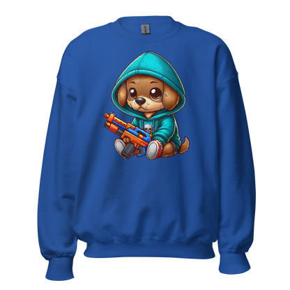 Brown Puppy with Foam Dart Blaster - Preshrunk Sweatshirt