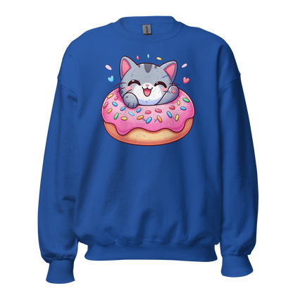Grey Kitten - Laughing in a Donut - Preshrunk Sweatshirt