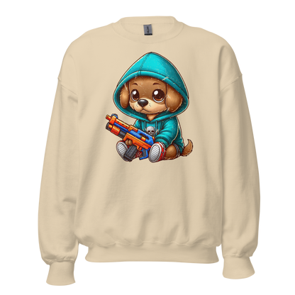 Brown Puppy with Foam Dart Blaster - Preshrunk Sweatshirt