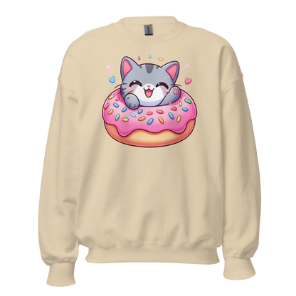 Grey Kitten - Laughing in a Donut - Preshrunk Sweatshirt
