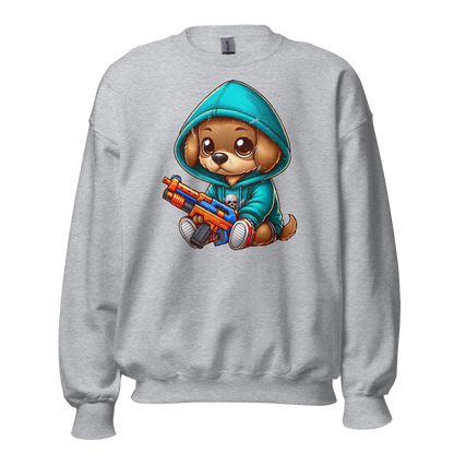 Brown Puppy with Foam Dart Blaster - Preshrunk Sweatshirt