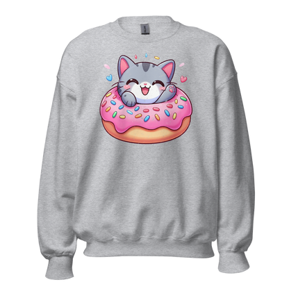 Grey Kitten - Laughing in a Donut - Preshrunk Sweatshirt