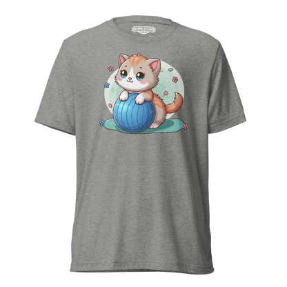 Brown Kitten on Blue Ball - Unisex Triblend Tee