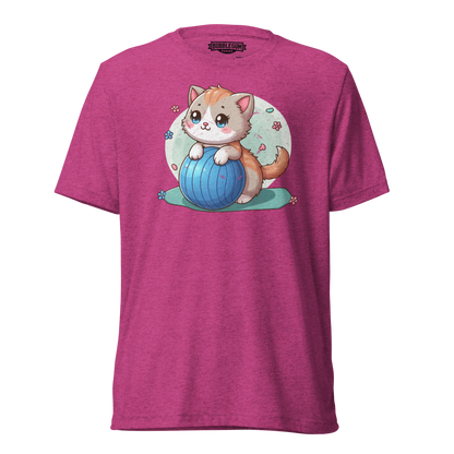 Brown Kitten on Blue Ball - Unisex Triblend Tee