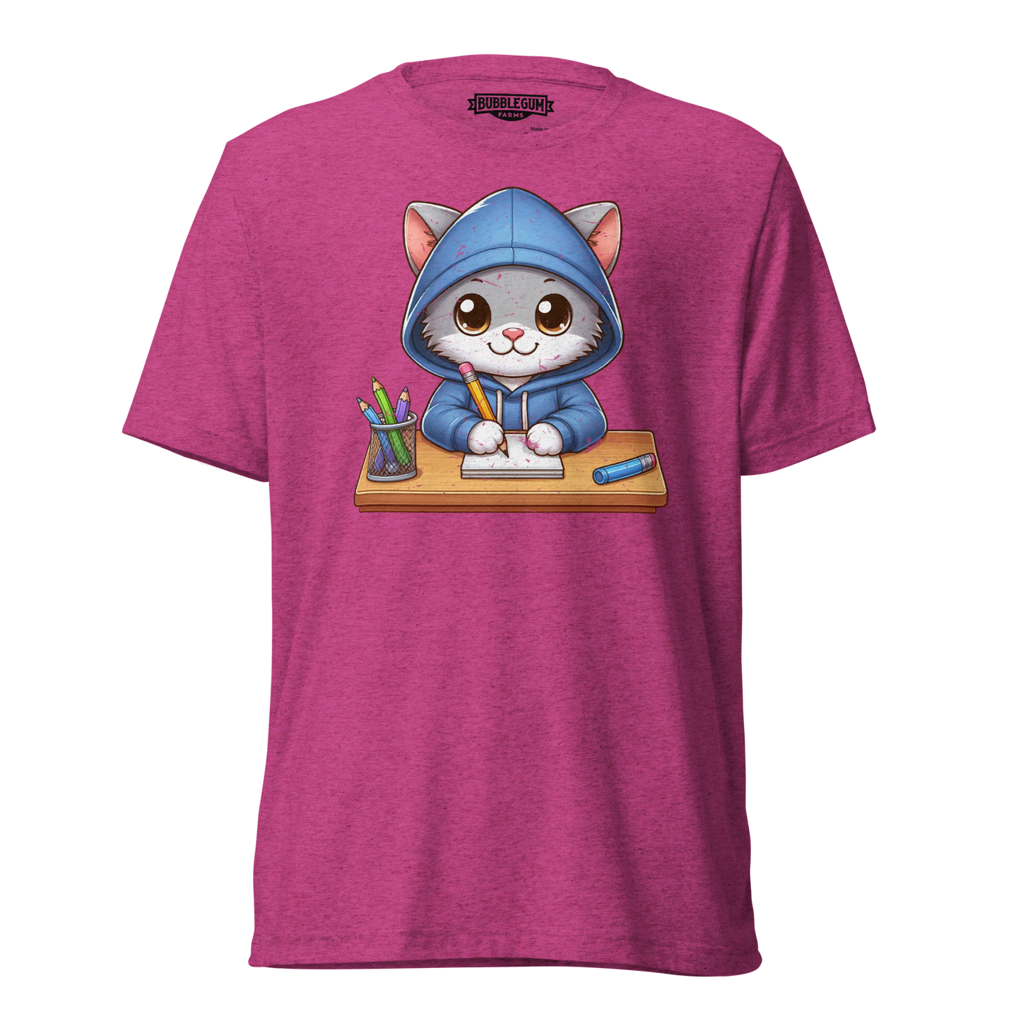 Grey Kitten Doing School - Unisex Triblend Tee