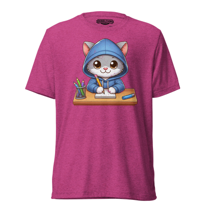 Grey Kitten Doing School - Unisex Triblend Tee