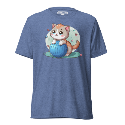Brown Kitten on Blue Ball - Unisex Triblend Tee