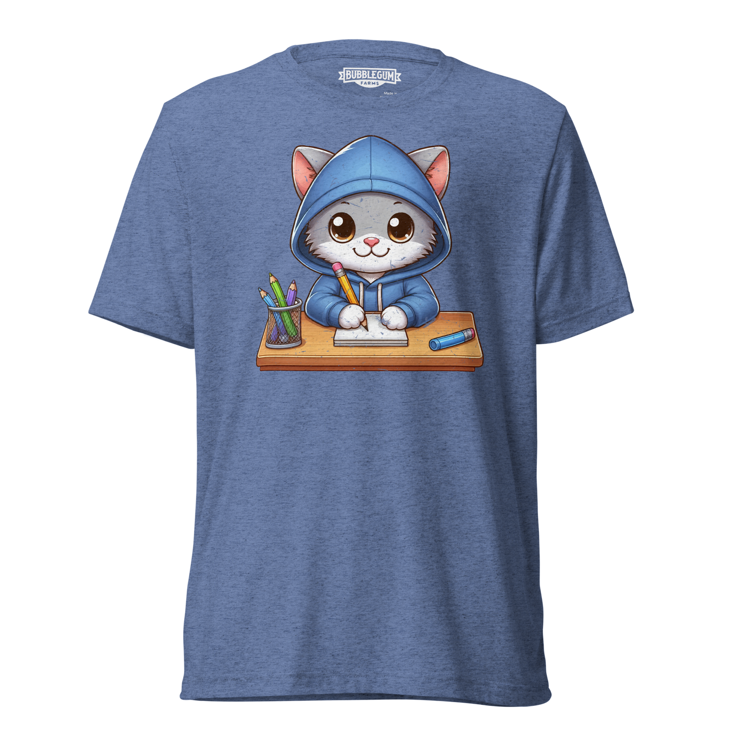 Grey Kitten Doing School - Unisex Triblend Tee