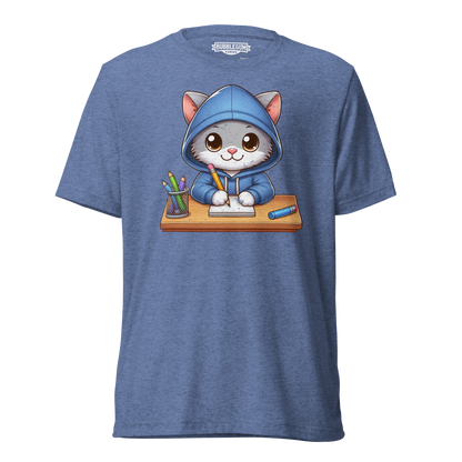 Grey Kitten Doing School - Unisex Triblend Tee