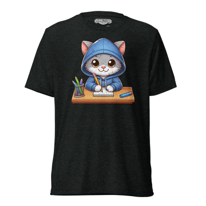 Grey Kitten Doing School - Unisex Triblend Tee