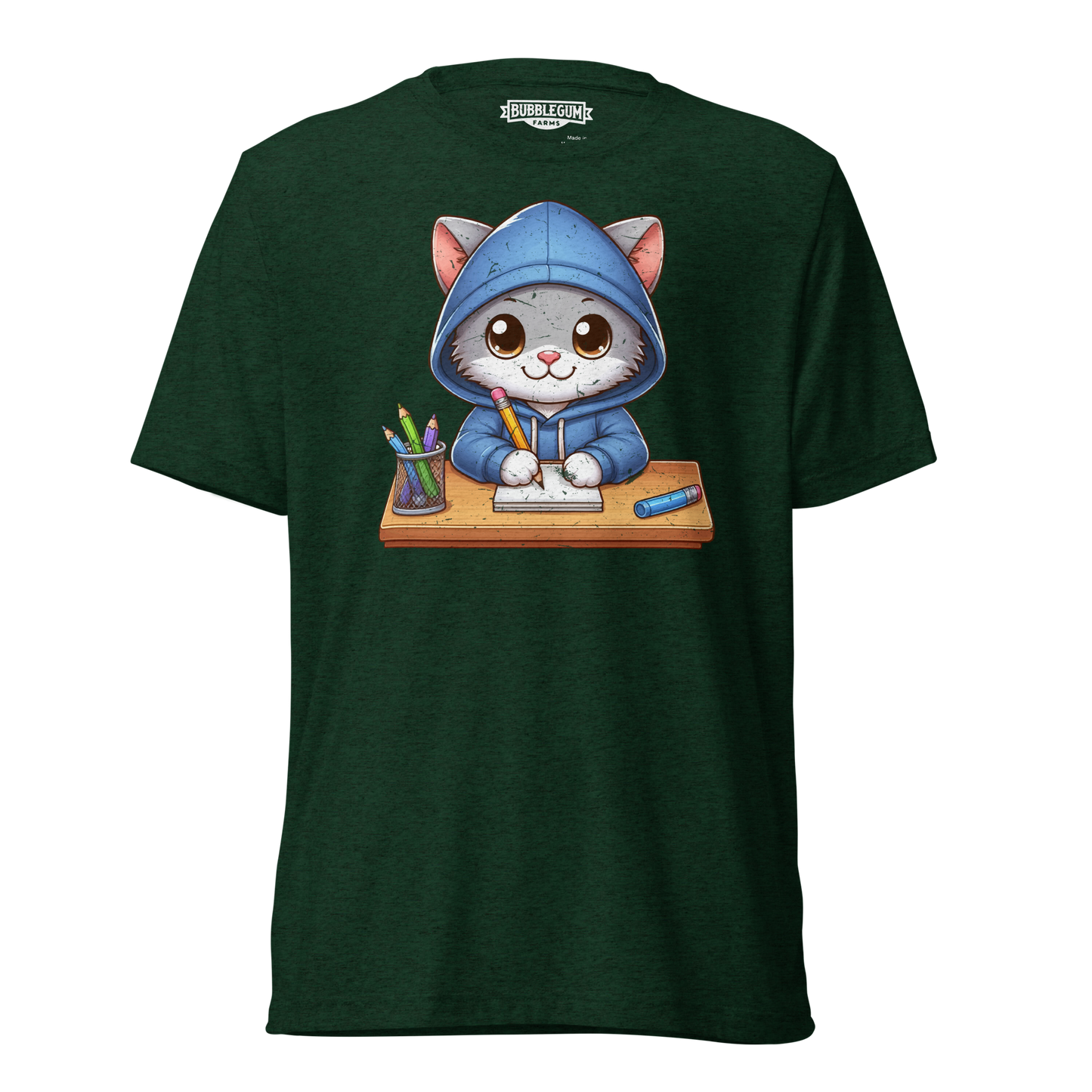 Grey Kitten Doing School - Unisex Triblend Tee