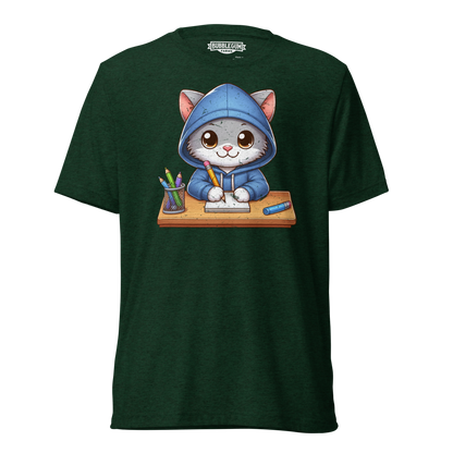 Grey Kitten Doing School - Unisex Triblend Tee
