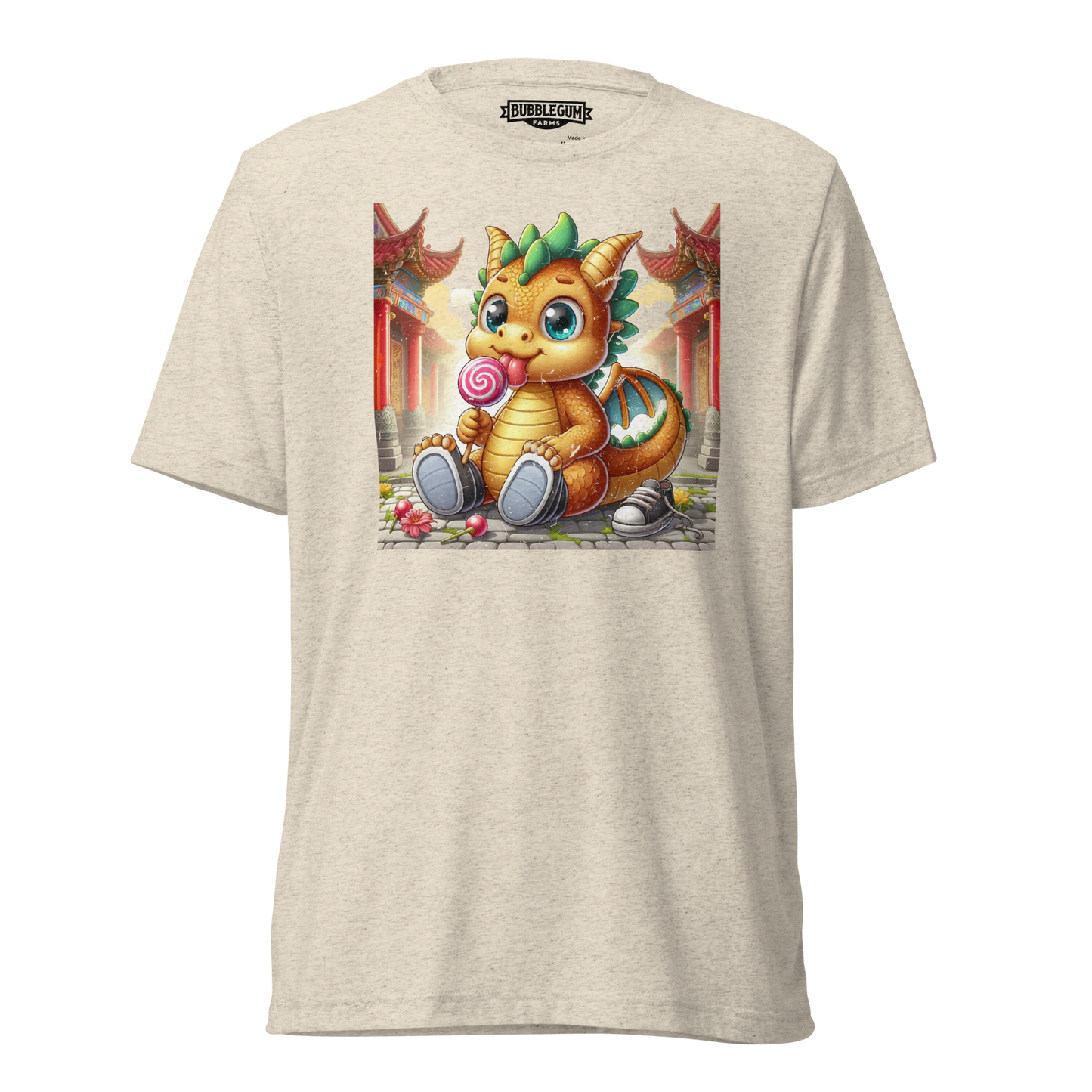 Dragon in Town with Lolipop - Unisex Triblend Tee