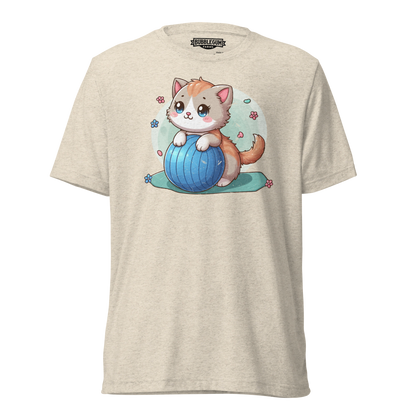 Brown Kitten on Blue Ball - Unisex Triblend Tee