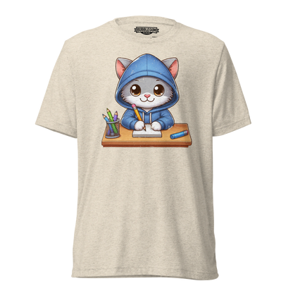Grey Kitten Doing School - Unisex Triblend Tee