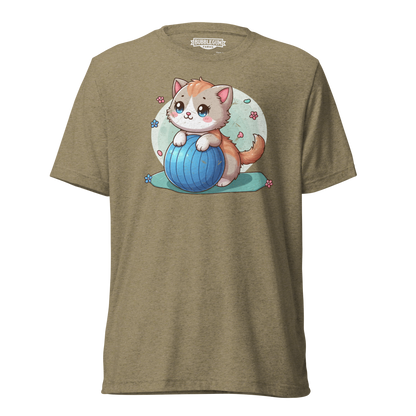 Brown Kitten on Blue Ball - Unisex Triblend Tee