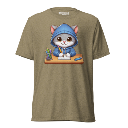 Grey Kitten Doing School - Unisex Triblend Tee