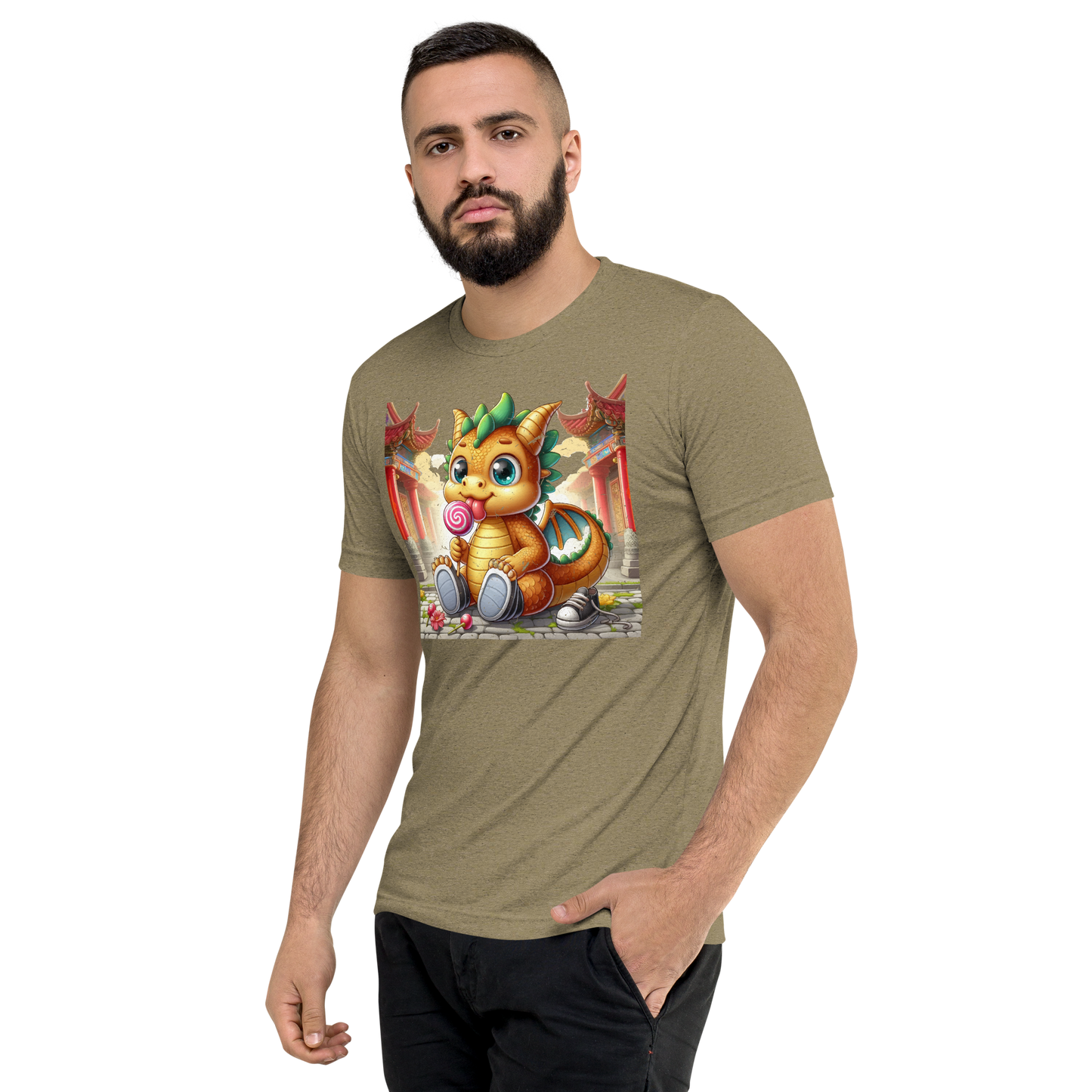 Dragon in Town with Lolipop - Unisex Triblend Tee