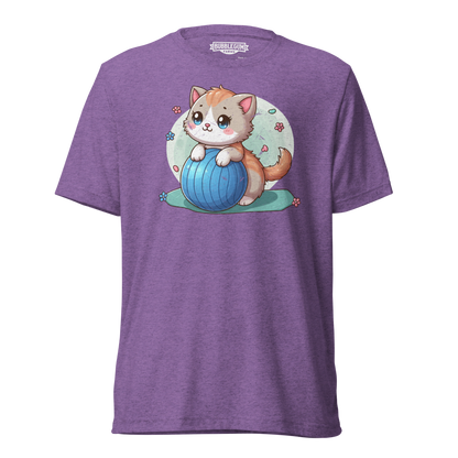 Brown Kitten on Blue Ball - Unisex Triblend Tee