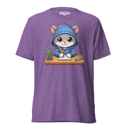Grey Kitten Doing School - Unisex Triblend Tee