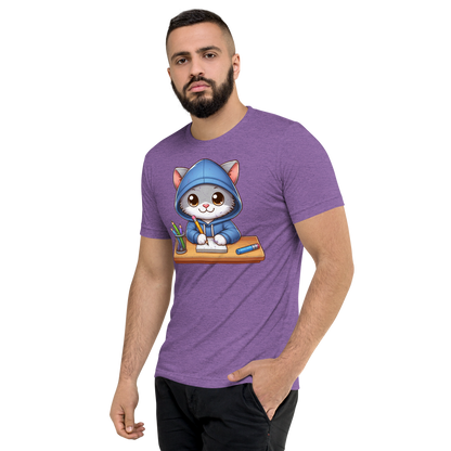Grey Kitten Doing School - Unisex Triblend Tee