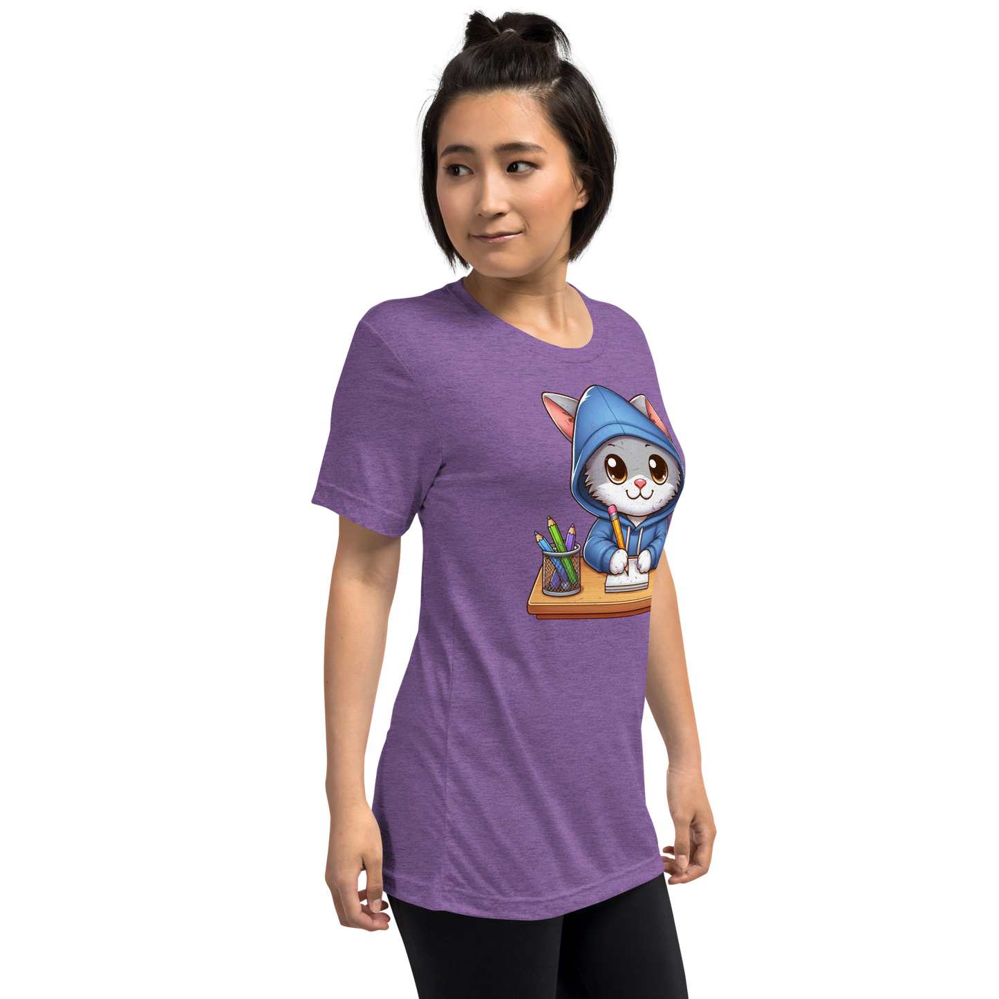 Grey Kitten Doing School - Unisex Triblend Tee