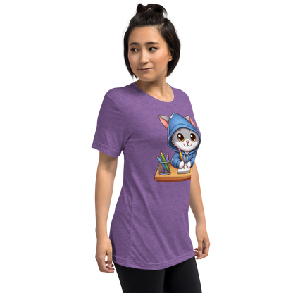 Grey Kitten Doing School - Unisex Triblend Tee