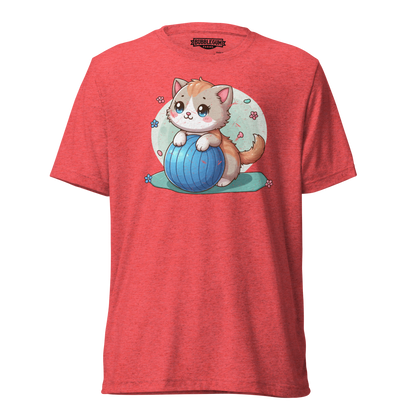 Brown Kitten on Blue Ball - Unisex Triblend Tee