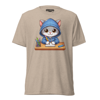 Grey Kitten Doing School - Unisex Triblend Tee