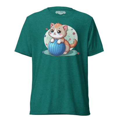 Brown Kitten on Blue Ball - Unisex Triblend Tee