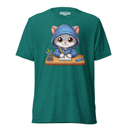 Grey Kitten Doing School - Unisex Triblend Tee